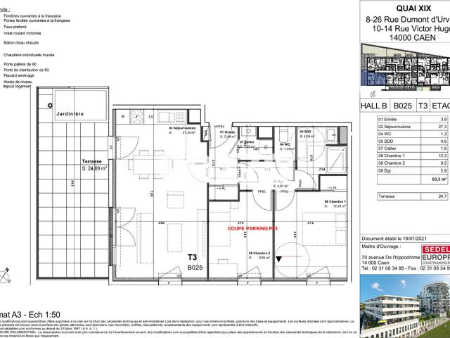 Appartement Caen 3 pièces 63.30 m2 Rue DUMONT D'URVILLE