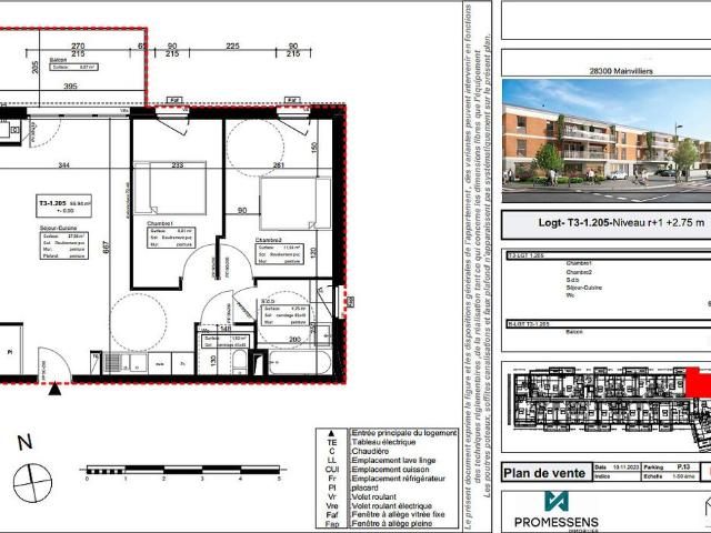Appartement Chartres 3 pièce s 55.94 m2