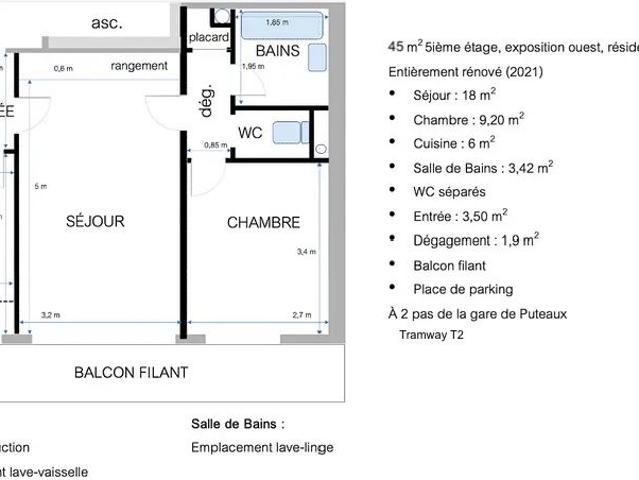 Appartement de 45m2 à louer sur Puteaux