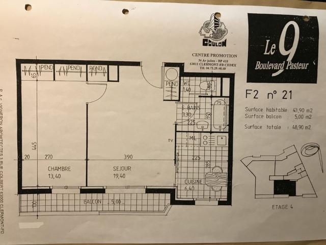 Appartement de 49m2 à louer sur Clermont Ferrand