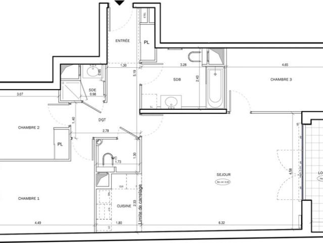 Appartement de 4 pièces avec Balcon