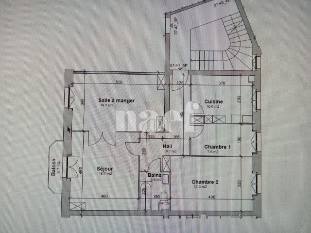 Appartement de 3 pièces au 5ème étage, sans.