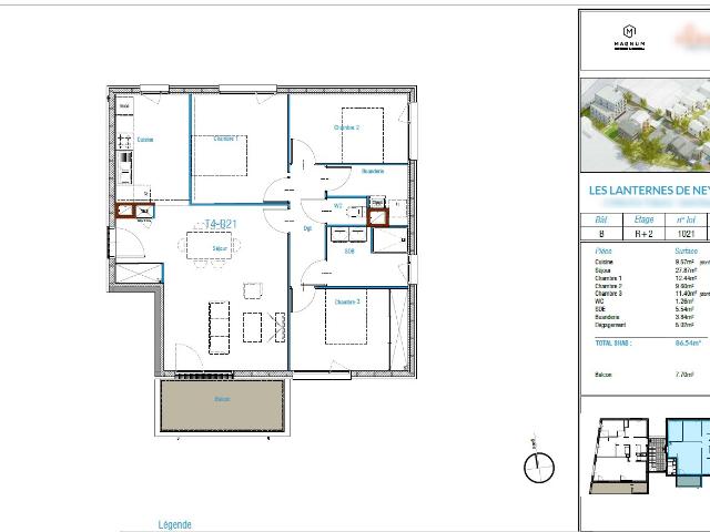 Appartement de Type 4 situé à deux pas du Parc Paysager 953 € charges comprises