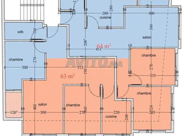 Appartement deux façades 64 m²