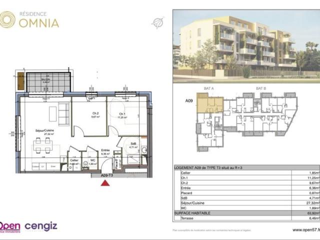 Appartement F3 63,92 m2 285 000,EUR