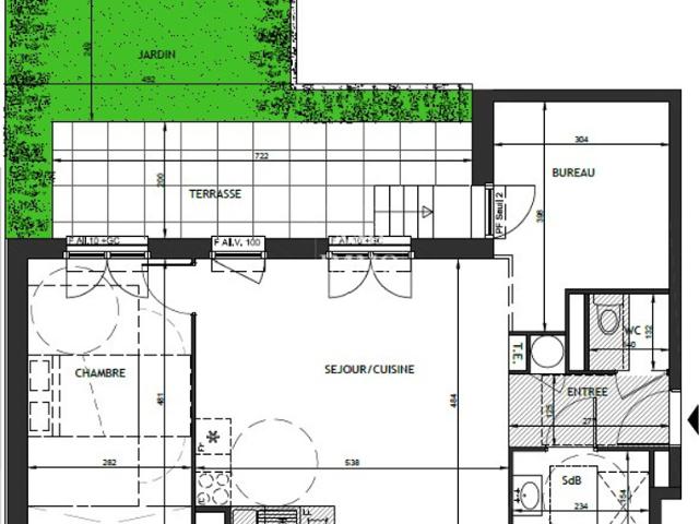 Appartement F3 en RDC avec jardin