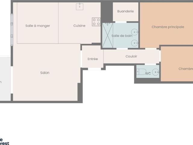 Appartement met twee slaapkamers in Evere
