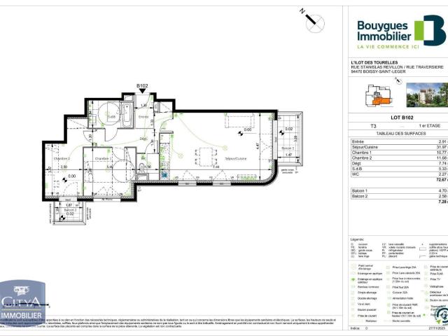 Appartement meublé 3 pièces 73 m²