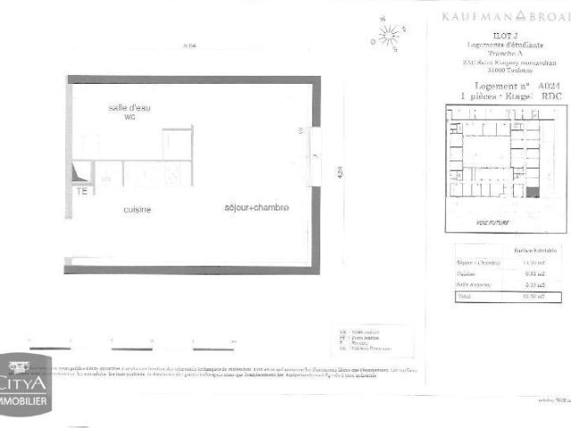 Appartement meublé 1 pièce 23 m²
