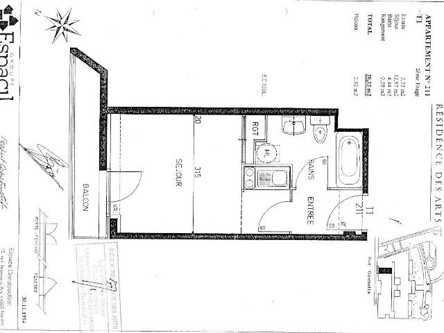 Appartement meublé 1 pièce 20 m²