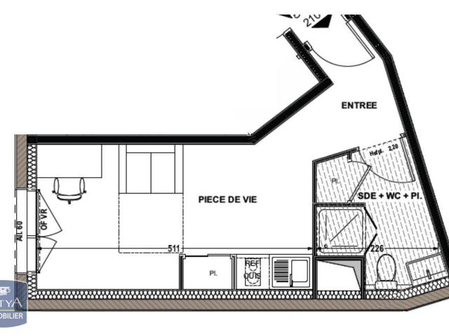 Appartement meublé 1 pièce 22 m²