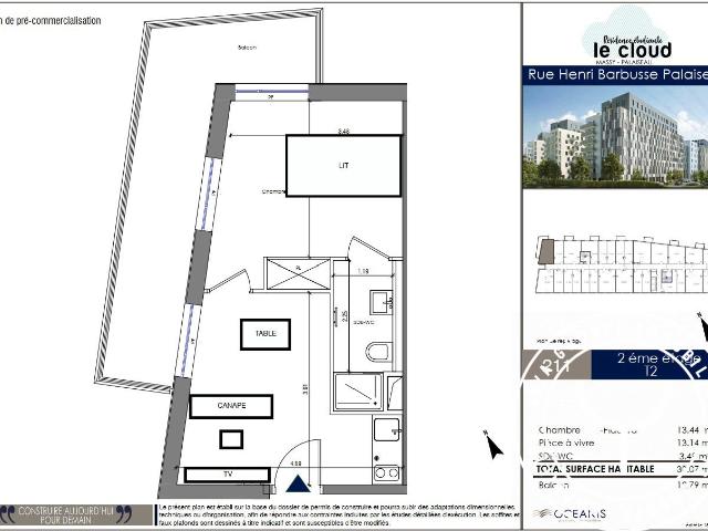 Appartement meublé 2 pièces 30 m²