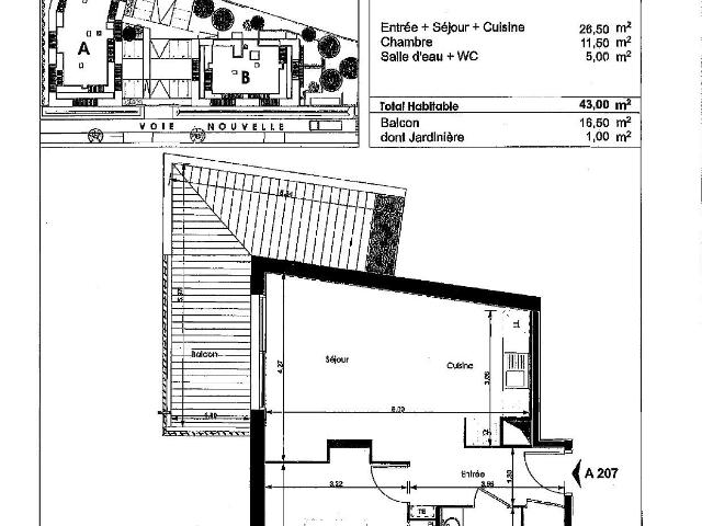 Appartement meublé 2 pièces 43 m²