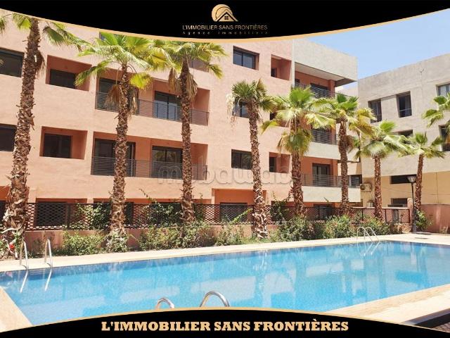 Appartement meublé à louer à Targa, Marrakech – RDC en résidence avec piscine