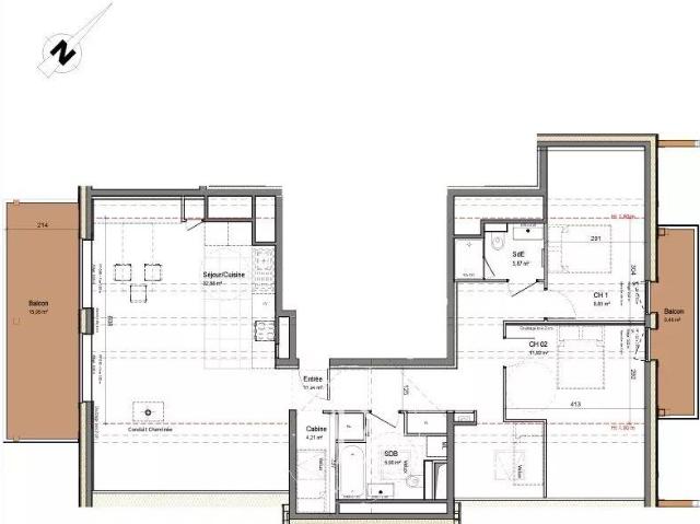 Appartement neuf Montriond école T3+ | 81 m² | Dernier éta. 81m² Morzine Avoriaz