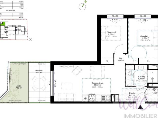 Appartement neuf T3 en RDJ + 1 Box et 1 Cellier Challes les Ea