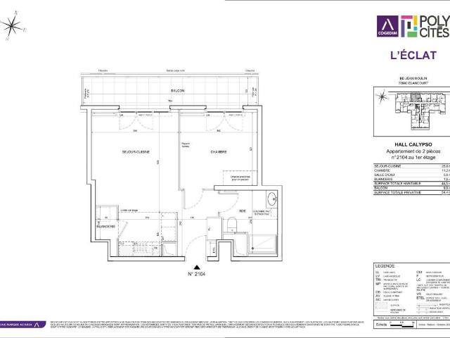 Appartement neuf 2 pièces 44 m²