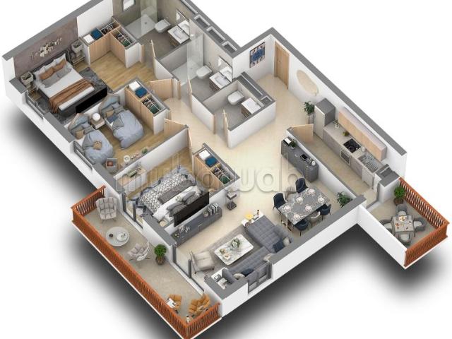 Appartement neuf: 3 ch salon 116 m² avec une place parking titrée