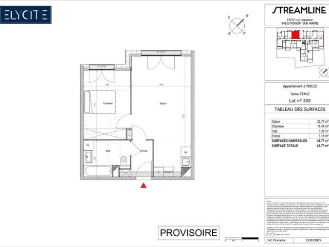 Appartement Nogent Sur Marne 2 pièce s 42.77 m2