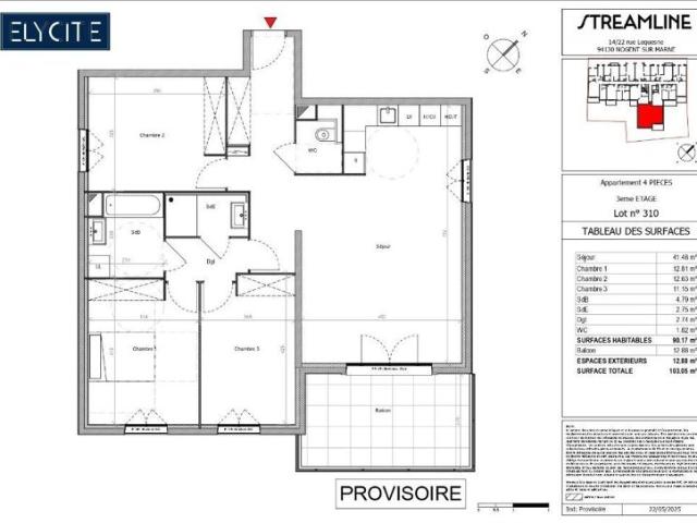 Appartement Nogent Sur Marne 4 pièce s 89.41 m2
