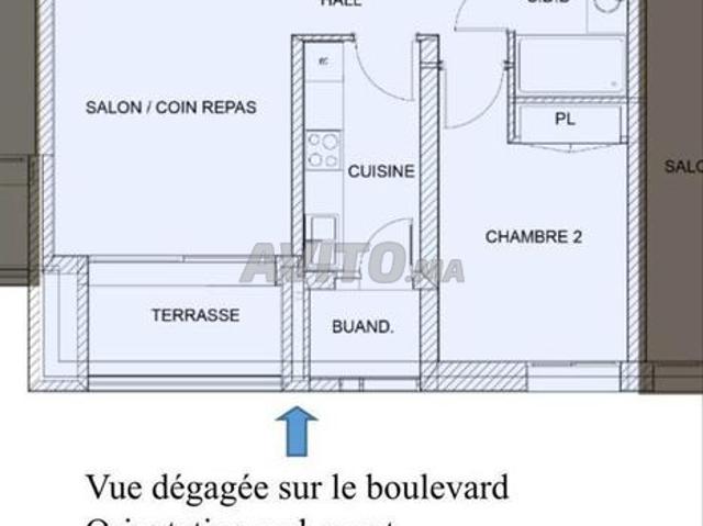 Appartement plein sud à louer 55 m² à Casablanca