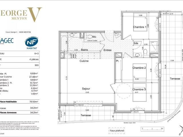 Appartement quatre pièces en cours de réalisation – Programm. 78m² Menton