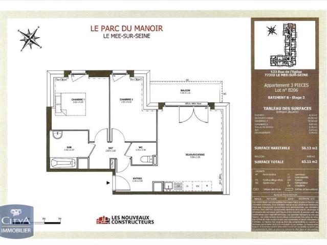 Appartement RDC 58 m2 3 pièces