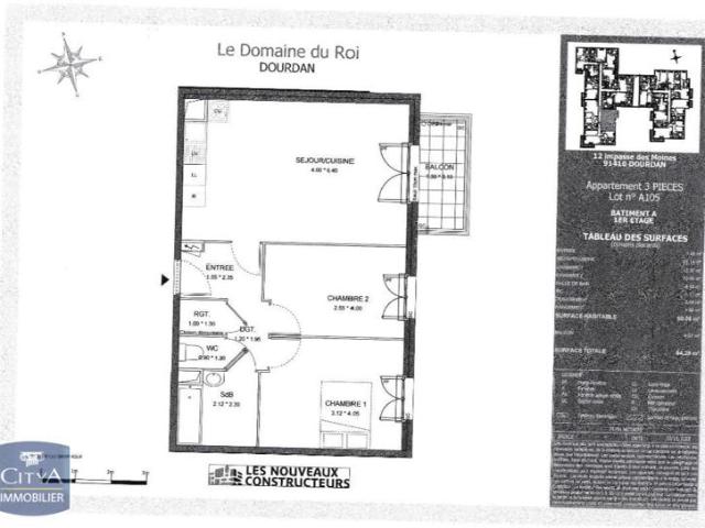 Appartement RDC 60 m2 3 pièces
