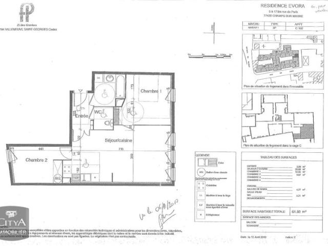 Appartement RDC 61 m2 3 pièces