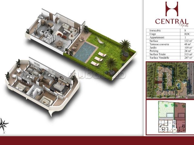 Appartement Rez de jardin Dplex 4 Ch en vente à Ain Diab Extension. Surface de 247 m². Places de stationnement et jardin