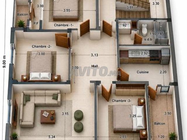 Appartement semi fini à vendre 90 m² à Ben Guerir