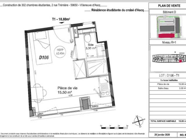 Logement Studio à louer Lille, 18m²