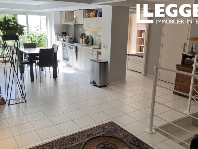 Apt/loft 1er étage de 4 175m². 7 pièces, 3 chambres, 1SdB, 1SdE 2wc's. Double garage + pkg ext. Usage mixte