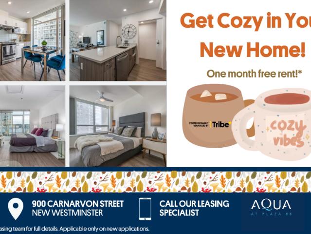 Aqua at Plaza 88 1 Bedroom Apartment for Rent at 900 Carnarvon St, New Westminster, BC V3M 0K4 Downtown New Westminster