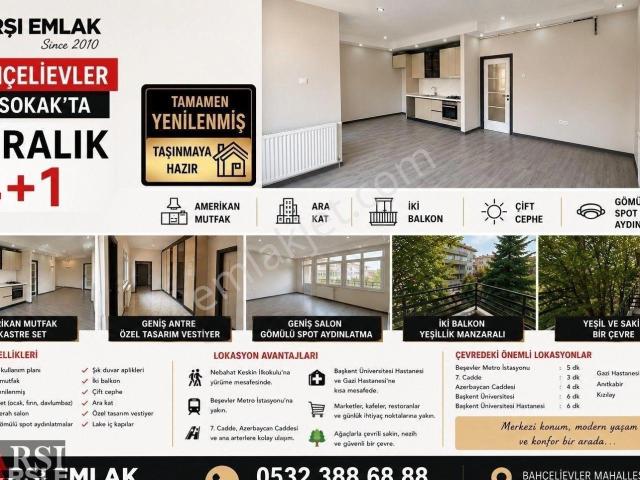 Çarşı'dan Full Yenilenmiş 4+1amerikan Mutfakara Kat Kiralık
