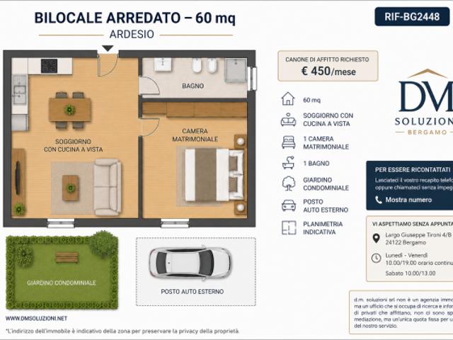 Ardesio bilocale arredato con terrazzo
