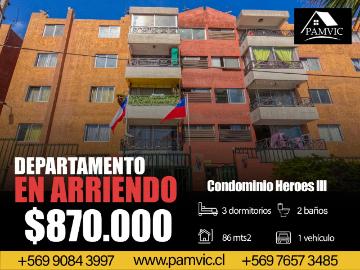 Arriendo de Departamentos en Iquique | Departamento Amoblado en Arriendo en Condominio Heroes 3 Dormitorios por CLP 870000.00