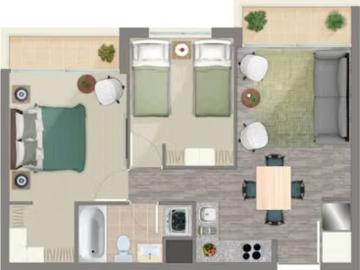 Arriendo de Departamentos en Santiago | Depto. 2D + 1B + Est. Conexión a lavadora 2 Dormitorios por CLP 390000.00