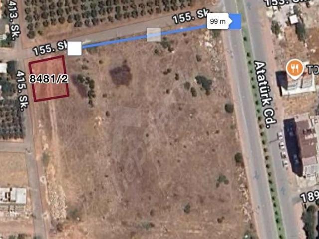ATATÜRK CAD._ ÇOK YAKIN 500 metre KÖŞE BAŞI 4 KAT İMARLI ARSA