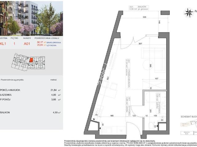 Unikalny narożny apartament 29,69 m² z balkonem w Bocianowie