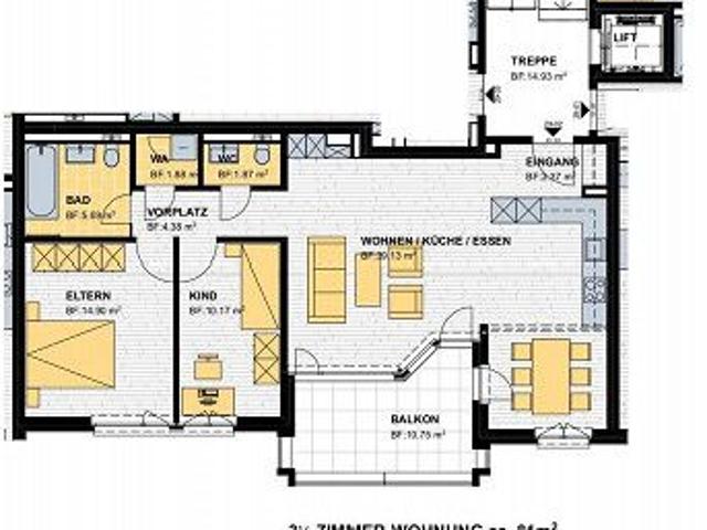 Attraktive, totalsanierte 3.5 Zimmer Wohnung im 2. OG