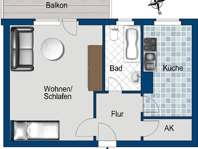 Attraktive 1 Zimmer Wohnung in grüner Wohnlage von Berlin Britz