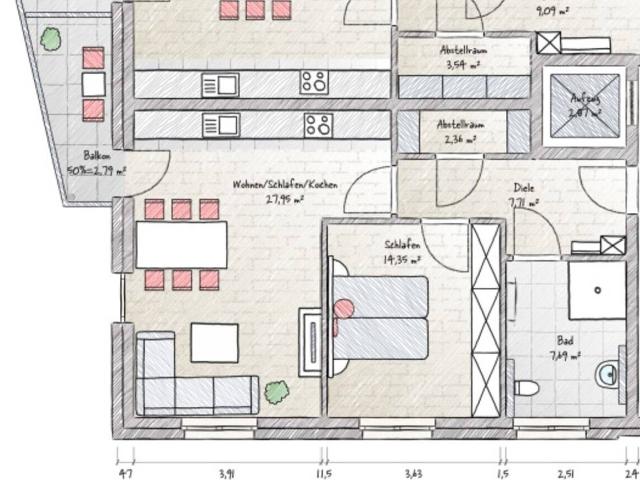 Attraktive 2 Zimmer Wohnung mit Balkon im 1.OG!