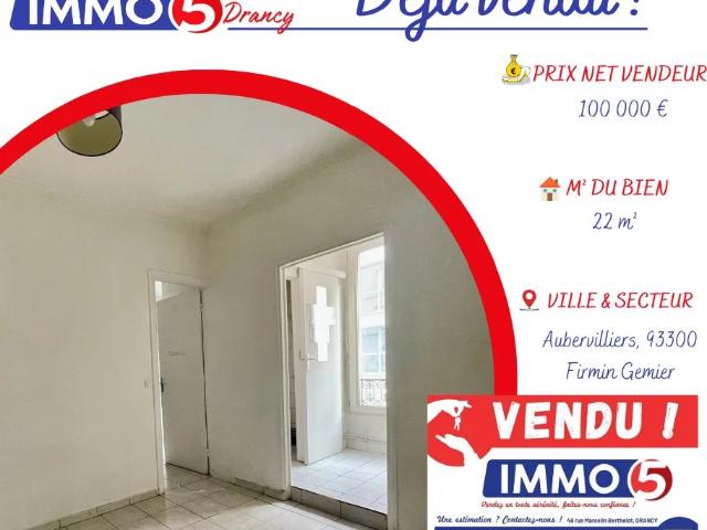 AUBERVILLIERS STUDIO 22M2 PROCHE METRO