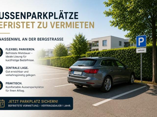 AUSSENPARKPLÄTZE BEFRISTET ZU VERMIETEN