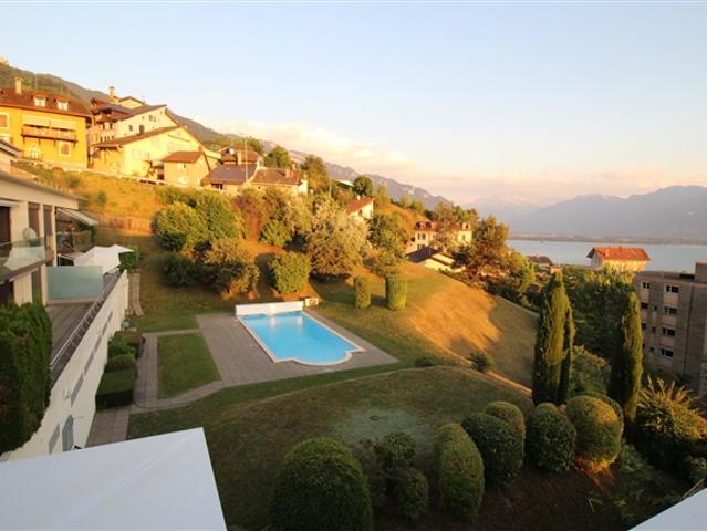 Außergewöhnliches Penthouse – Seeblick 180° nach Süden – Terrasse 200 m² – Schwimmbad – Chernex