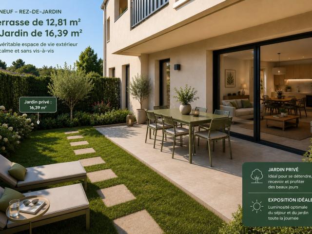Aux portes d'Éguilles – T3 neuf avec jardin privé à moins de 300 000 € ! 3 pièces, 60 m²