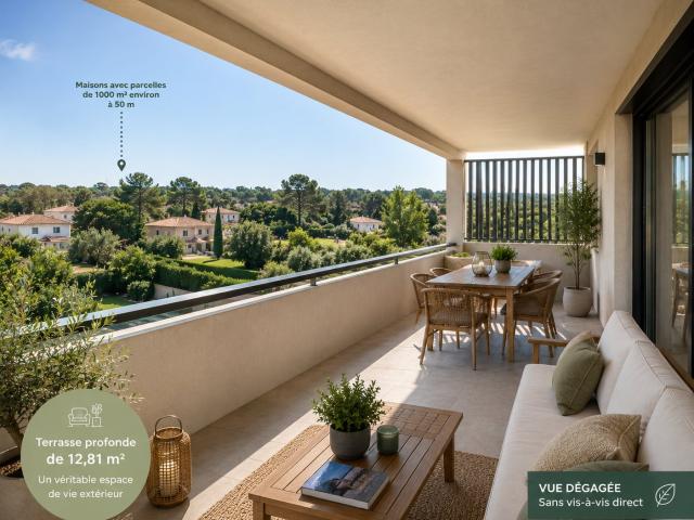 Aux portes d'Éguilles – Grand T2 neuf avec belle terrasse 2 pièces, 50 m²