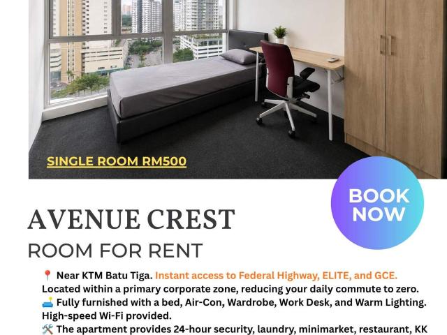 @Available Room For Rent in AVENUE CREST @ SHAH ALAM
