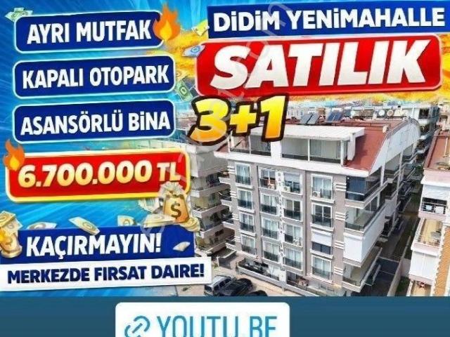 Aydın Didim Yenimahalle'de Satılık 3+1 Ayrı Mutfak Daire